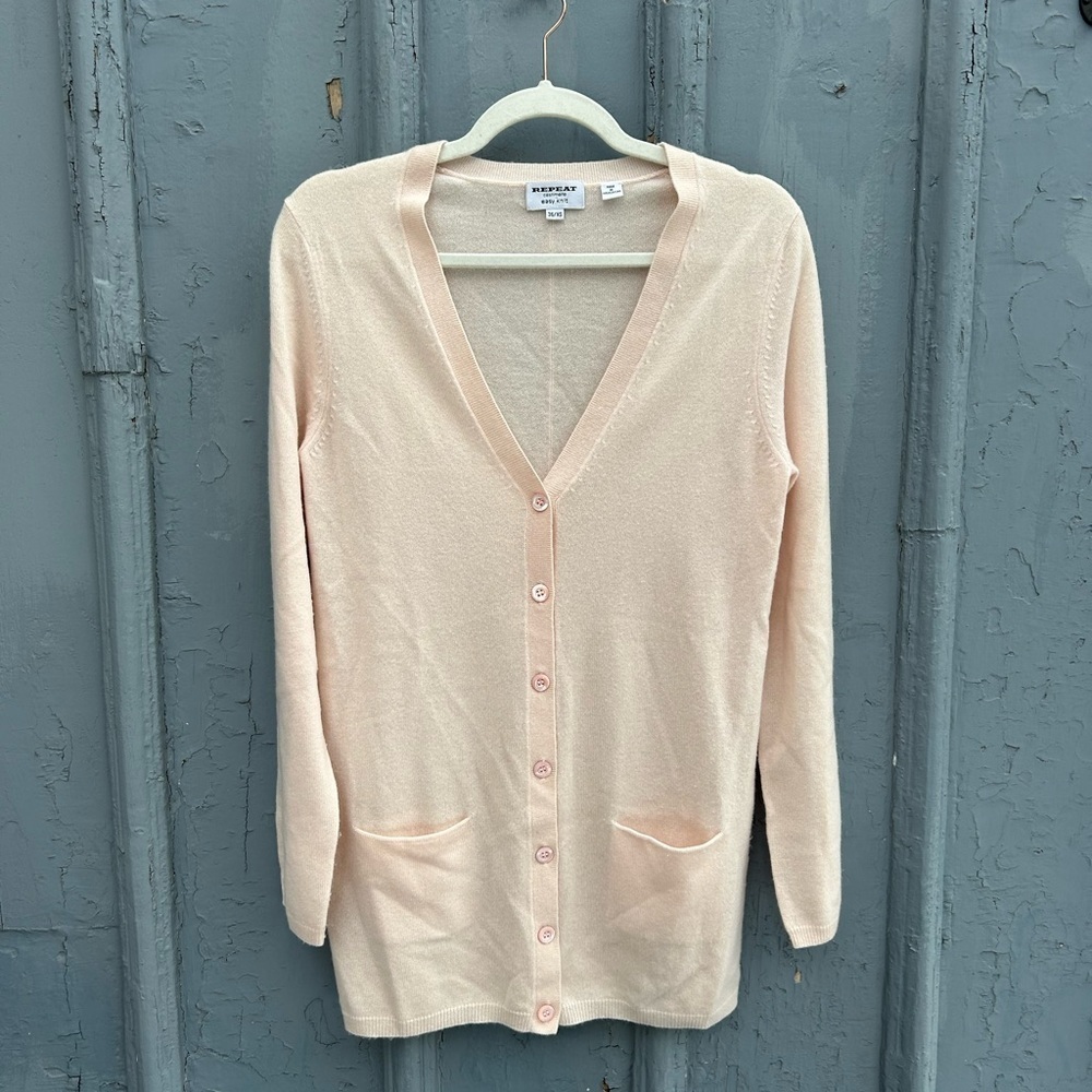Repeat Cashmere Pink Oversized Long Cardigan, size XS